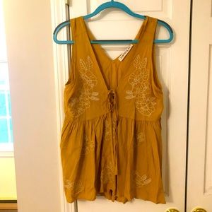 Floral Embroidered Top with Tie Bust